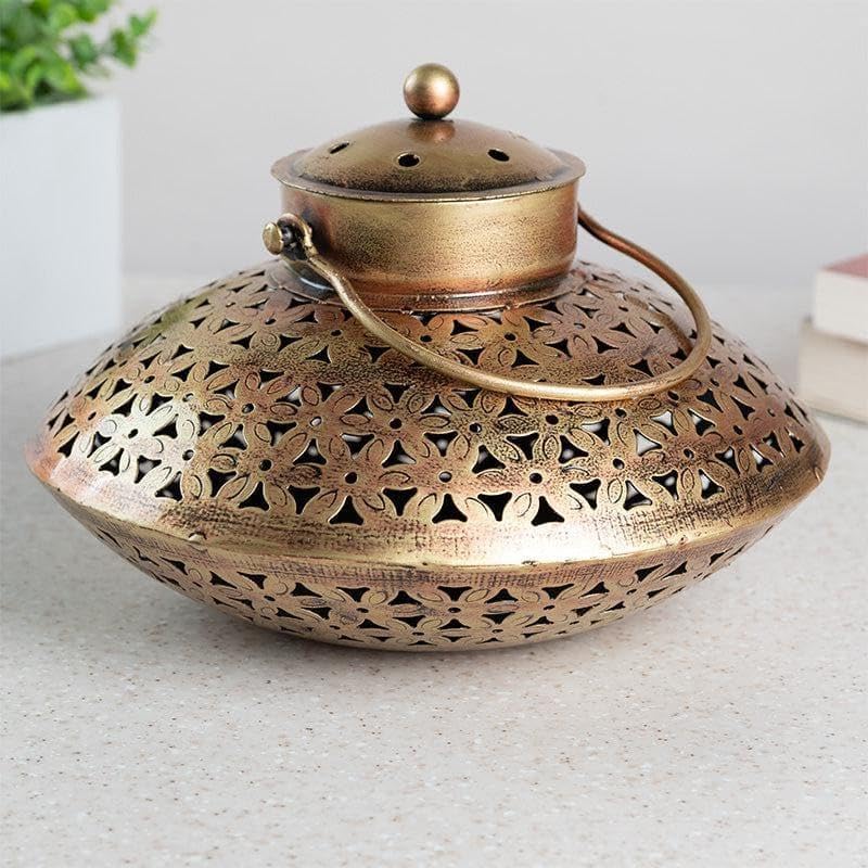 Gunendra Crafts Cast Iron Antique Degchi Style for Dhoop Holder and Candle Light | Incense Burner | Dhoop Dani | Pooja Items | Jaipur Crafts | Antique Lantern| Dhoop Batti Stand | Sambrani