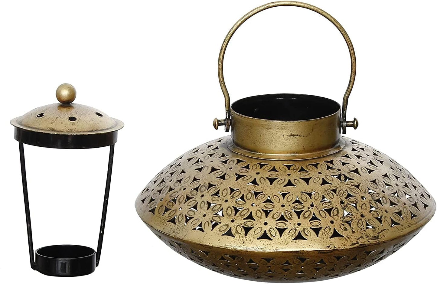 Gunendra Crafts Cast Iron Antique Degchi Style for Dhoop Holder and Candle Light | Incense Burner | Dhoop Dani | Pooja Items | Jaipur Crafts | Antique Lantern| Dhoop Batti Stand | Sambrani