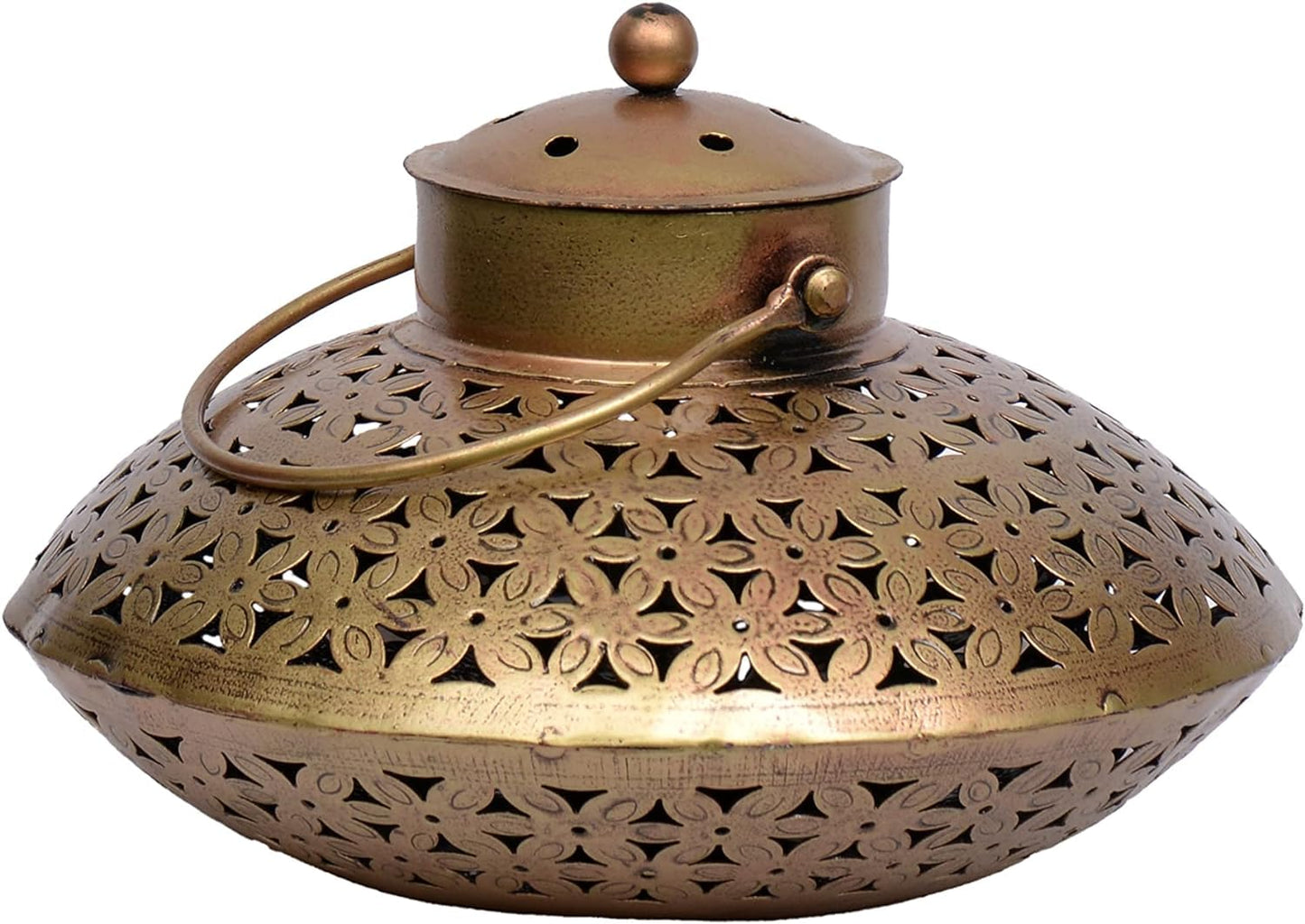 Gunendra Crafts Cast Iron Antique Degchi Style for Dhoop Holder and Candle Light | Incense Burner | Dhoop Dani | Pooja Items | Jaipur Crafts | Antique Lantern| Dhoop Batti Stand | Sambrani