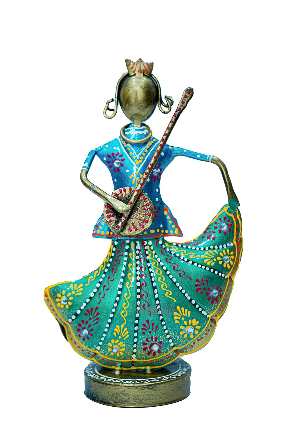 GUNENDRA Crafts Metal Rajasthani Musicians Item showpiece - Decorative Items for Home | Gift Items | Showpieces | Home Decoration Items Stylish| Table Decorative Items (15x8x24 CM)