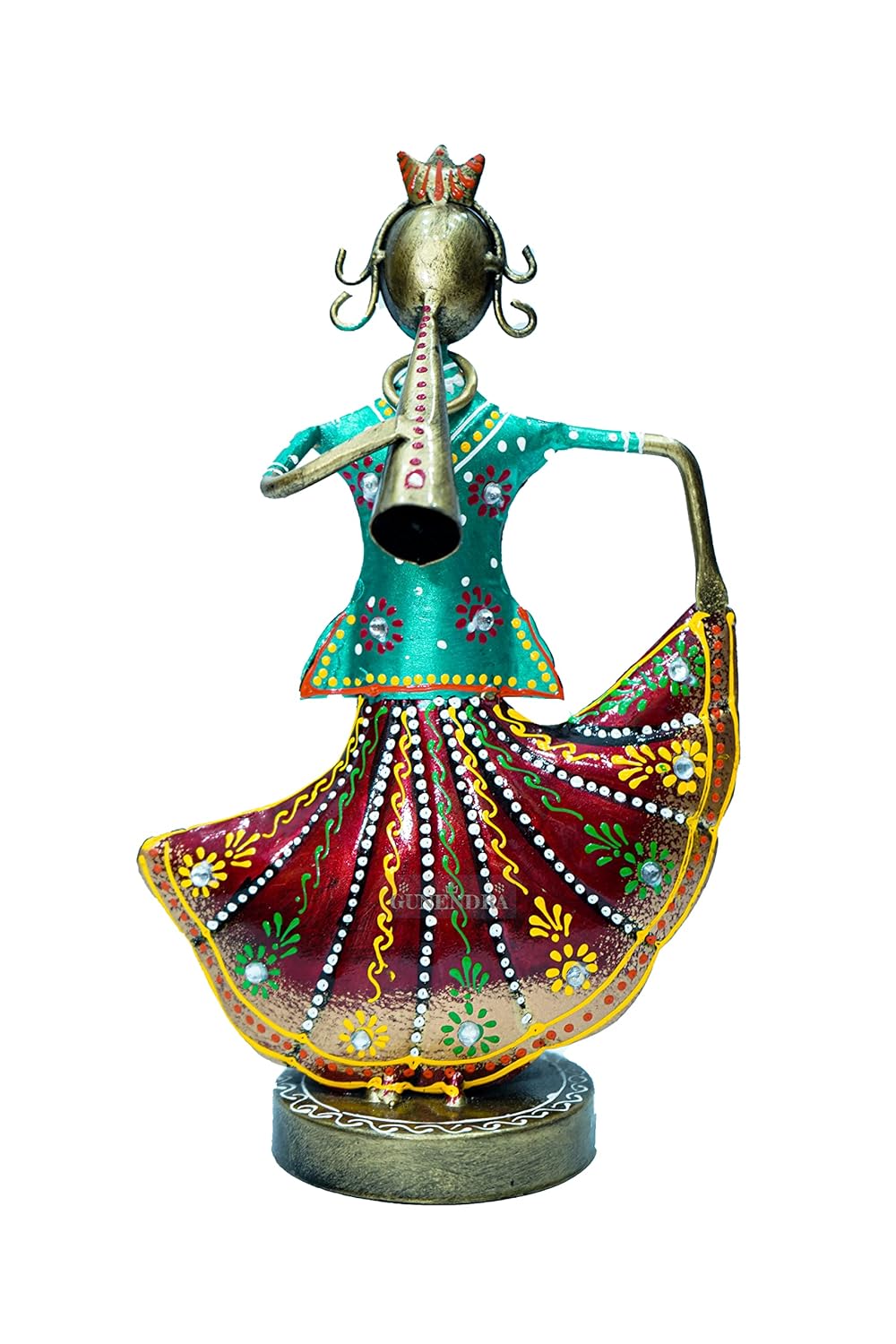 GUNENDRA Crafts Metal Rajasthani Musicians Item showpiece - Decorative Items for Home | Gift Items | Showpieces | Home Decoration Items Stylish| Table Decorative Items (15x8x24 CM)
