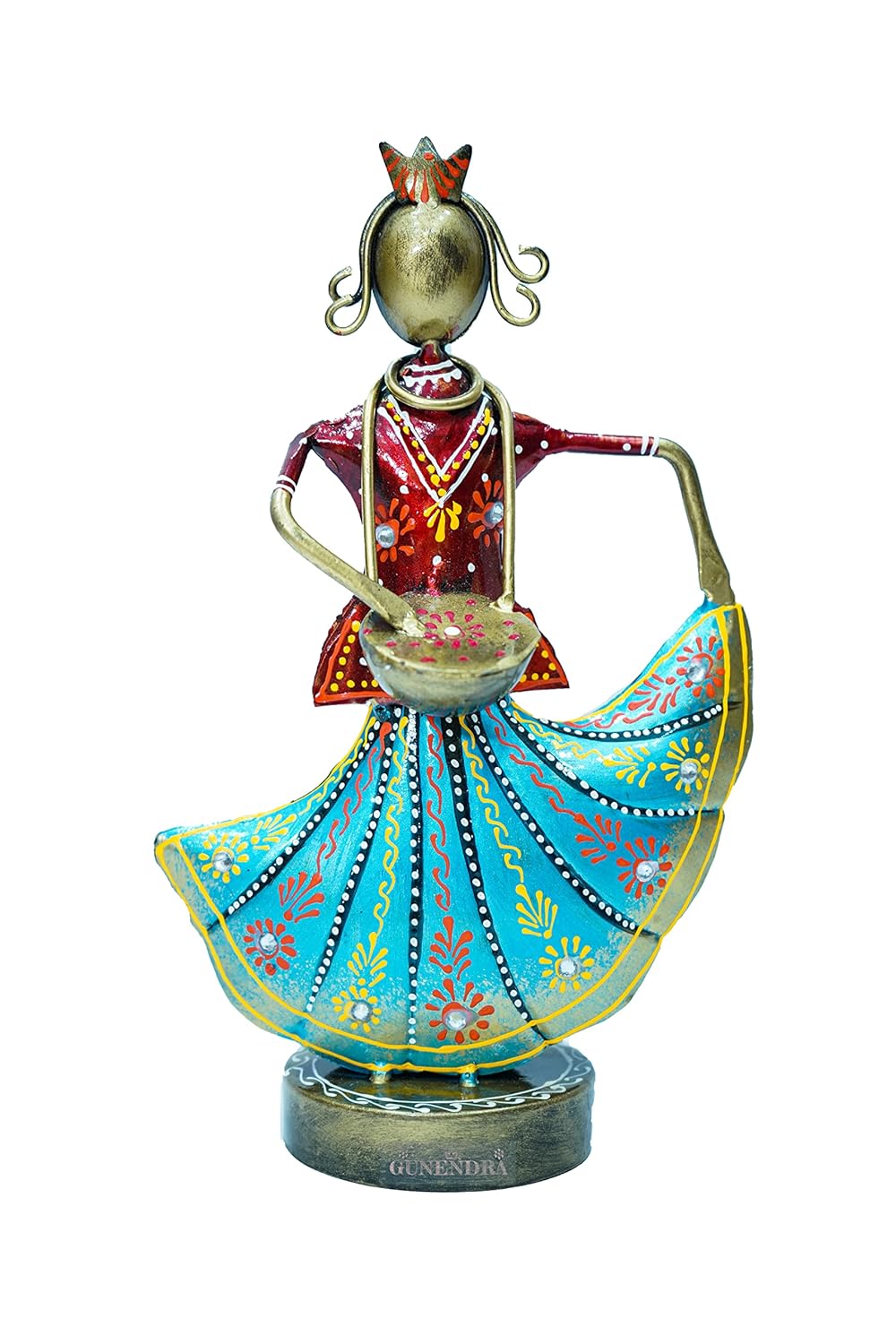 GUNENDRA Crafts Metal Rajasthani Musicians Item showpiece - Decorative Items for Home | Gift Items | Showpieces | Home Decoration Items Stylish| Table Decorative Items (15x8x24 CM)