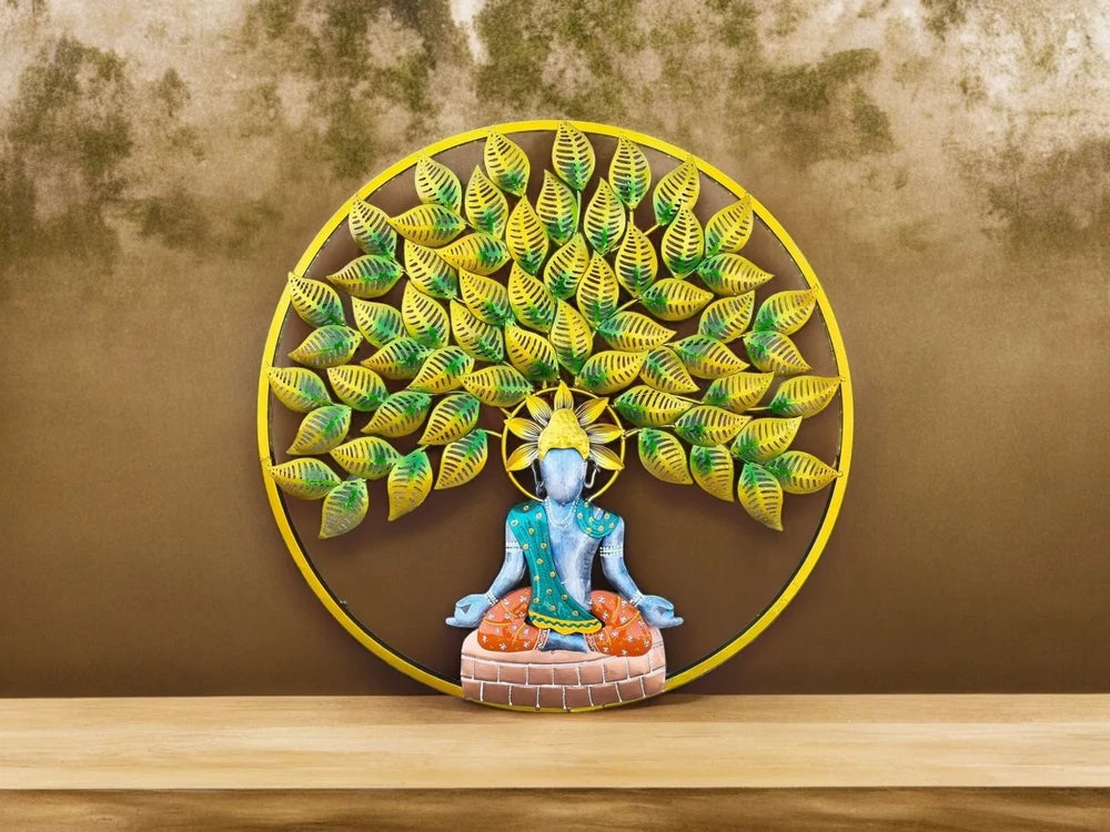 GUNENDRA Handicrafts Metal Wall Art Iron Wall Hanging Buddha Tree With LED Light for Home Decoration Showpiece for Living Room/Bedroom/Hotel/Restaurant/Drawing Room Interiors (Size: 24x24 IN)