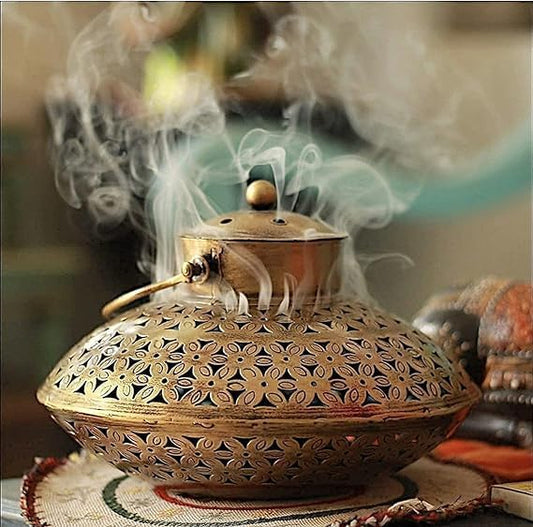 Gunendra Crafts Cast Iron Antique Degchi Style for Dhoop Holder and Candle Light | Incense Burner | Dhoop Dani | Pooja Items | Jaipur Crafts | Antique Lantern| Dhoop Batti Stand | Sambrani