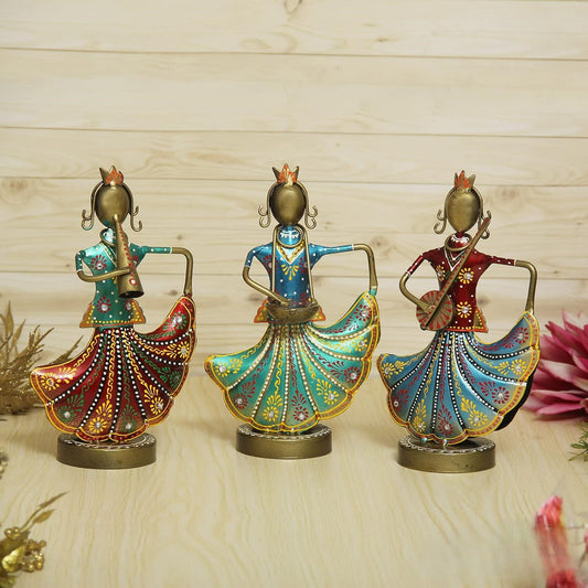 GUNENDRA Crafts Metal Rajasthani Musicians Item showpiece - Decorative Items for Home | Gift Items | Showpieces | Home Decoration Items Stylish| Table Decorative Items (15x8x24 CM)