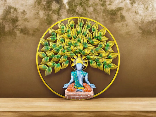 GUNENDRA Handicrafts Metal Wall Art Iron Wall Hanging Buddha Tree With LED Light for Home Decoration Showpiece for Living Room/Bedroom/Hotel/Restaurant/Drawing Room Interiors (Size: 24x24 IN)